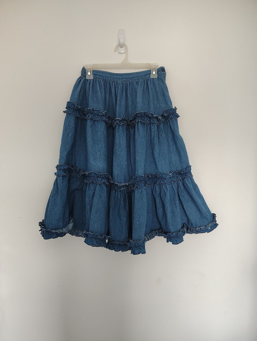 Vintage 70s/80s BIS Paris Saks Fifth Avenue SFAntastic Tiered Ruffle Denim Skirt